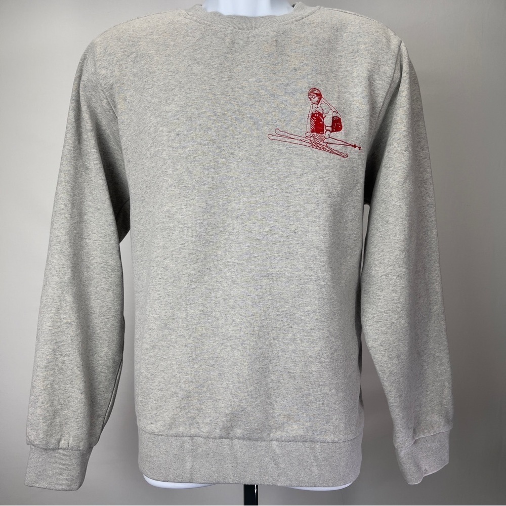 𝅺bonobos Men’s Slim Crewneck Embroidered Skiing Intarsia Fleece Size Large